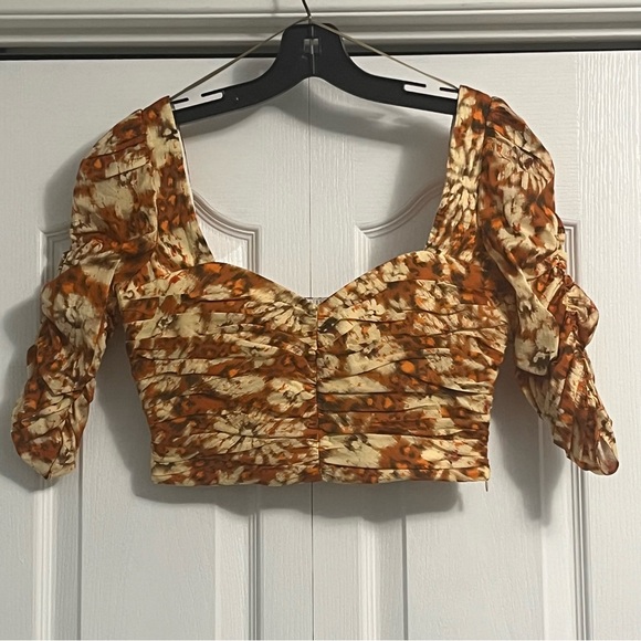 ZARA ruched floral print crop top NWT women’s size XS summer resort wear - Picture 4 of 11